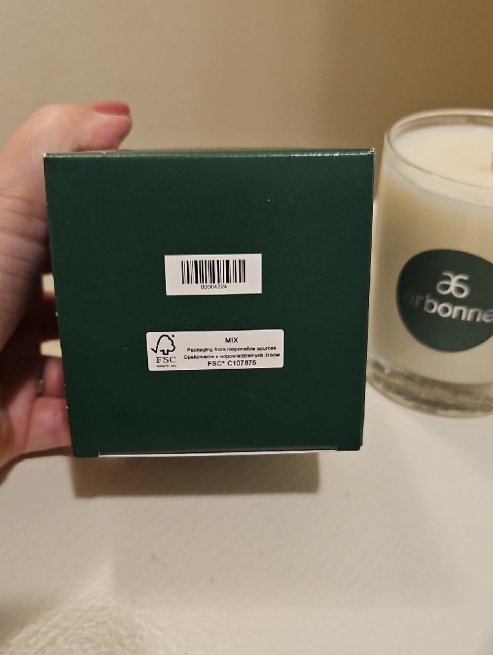 Arbonne Waterlily Woods Candle - Cream & Forest Green - Picture 7 of 7